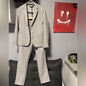 Zara Grey Suit Boys Size 11-14 stretchy comfortable like jogging pants!